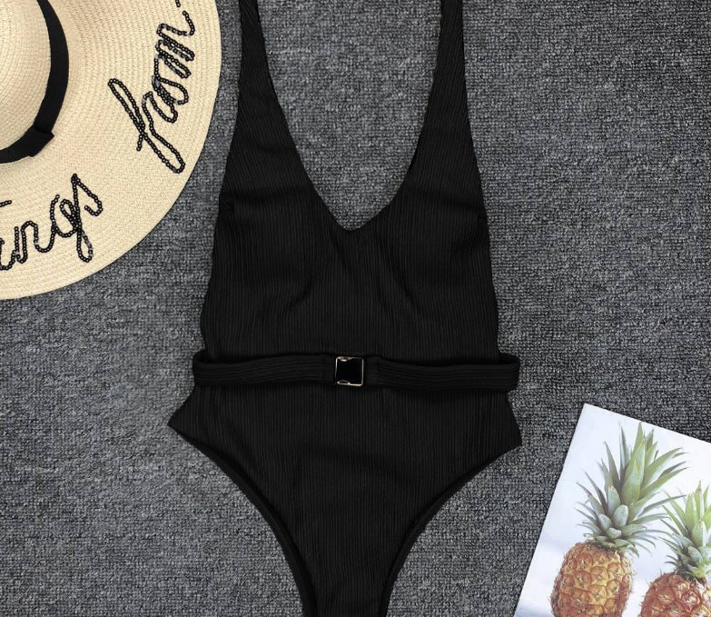 Chic Belted One-Piece Swimsuit by Greta 