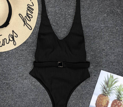 Chic Belted One-Piece Swimsuit by Greta 