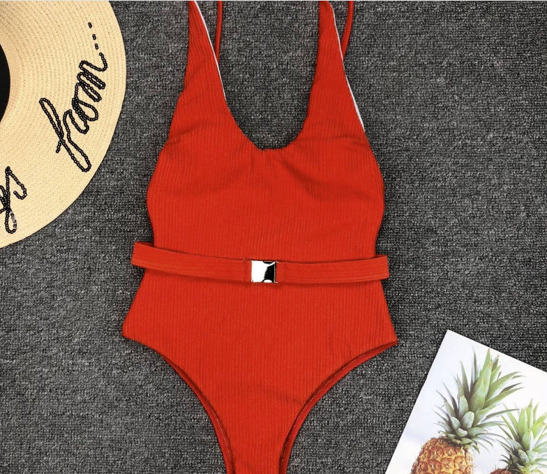 Chic Belted One-Piece Swimsuit by Greta 