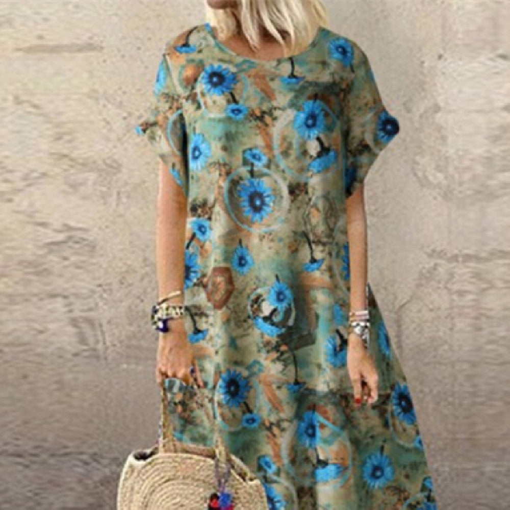 Floral Print Greta  Cotton Linen Maxi Dress