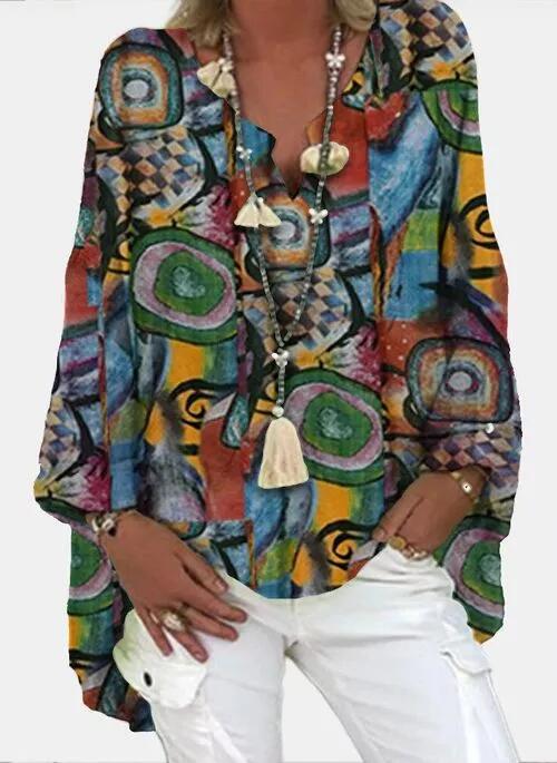 Vibrant Printed V Neck Top Greta 