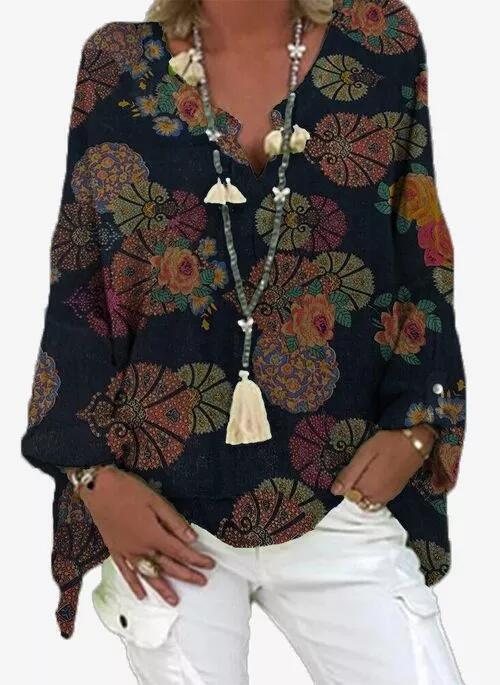 Vibrant Printed V Neck Top Greta 