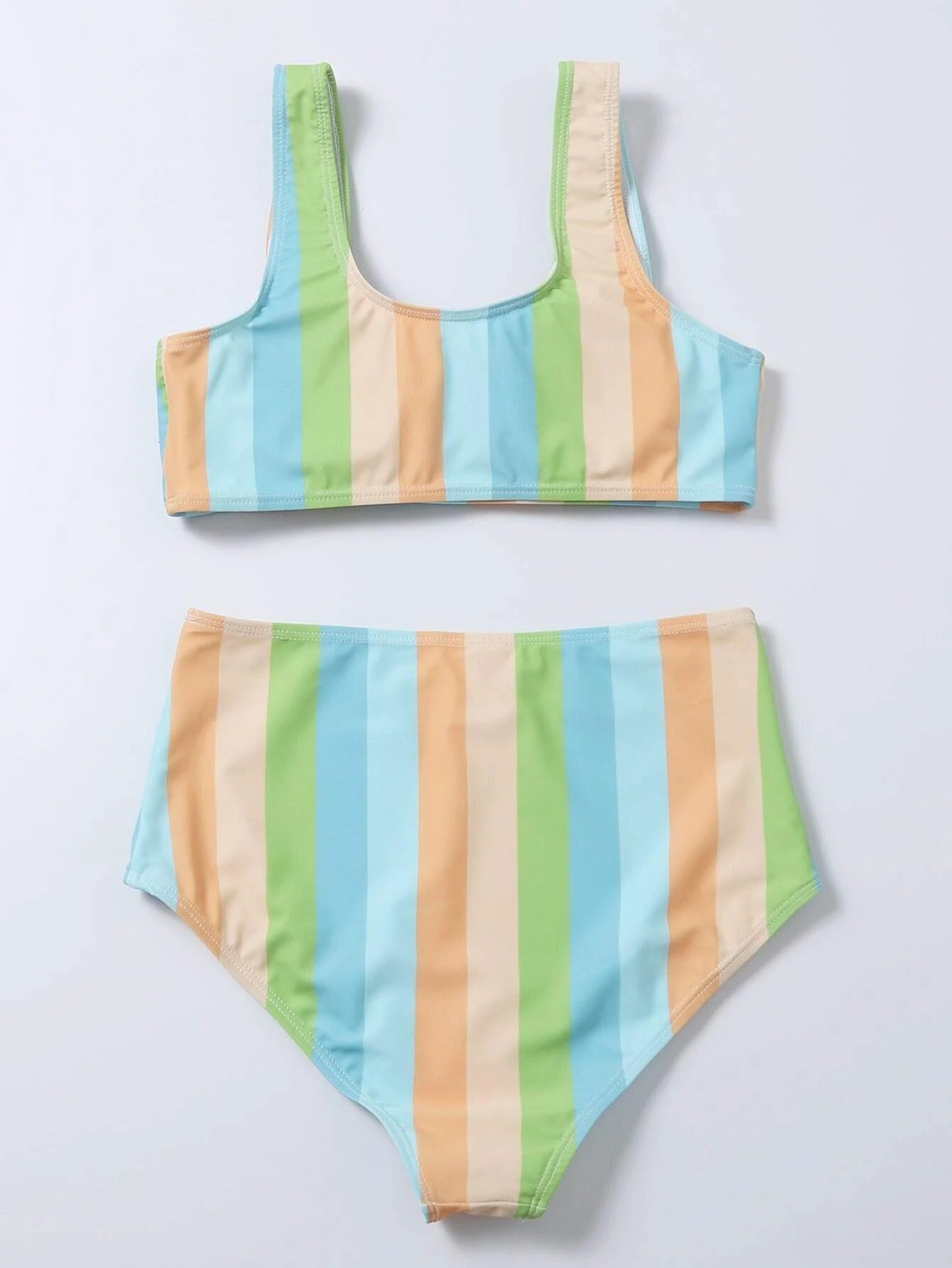 Vibrant Striped High Waist Bikini by Greta 