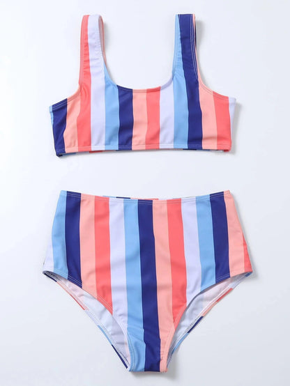 Vibrant Striped High Waist Bikini by Greta 