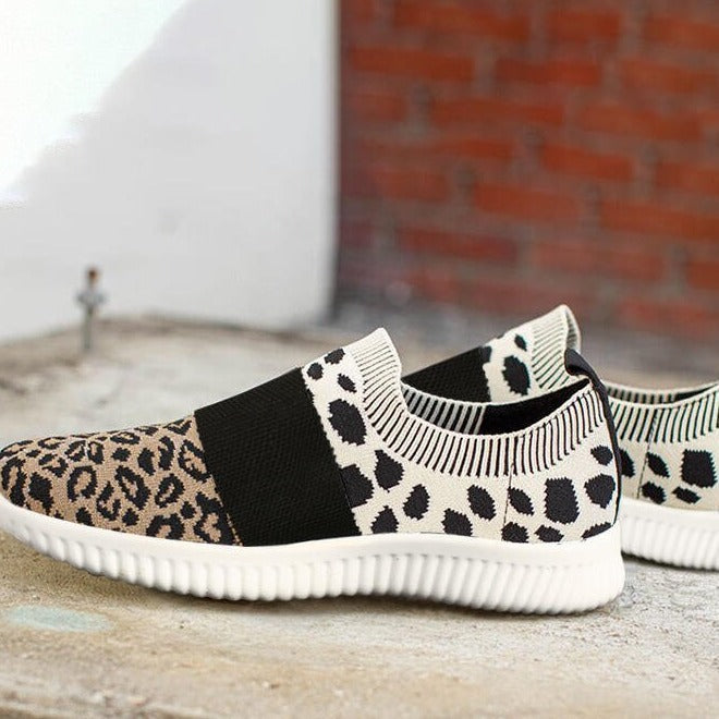 Leopard Knit Slip-On Sneakers by Greta 
