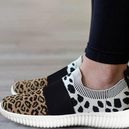 Leopard Knit Slip-On Sneakers by Greta 