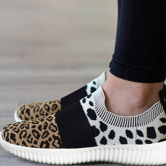 Leopard Knit Slip-On Sneakers by Greta 