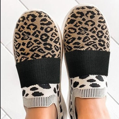 Leopard Knit Slip-On Sneakers by Greta 