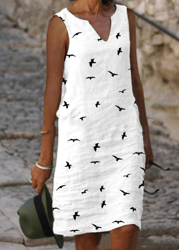 Chic Bird Print Summer Dress by Greta 
