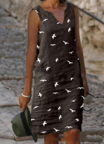 Chic Bird Print Summer Dress by Greta 