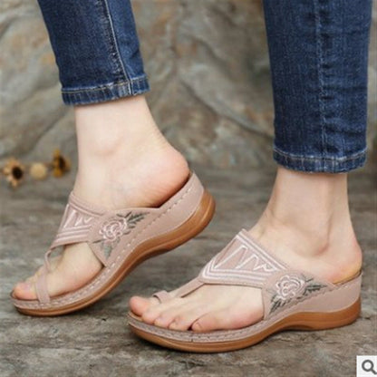 Embroidered Flower Comfort Sandals by Greta 