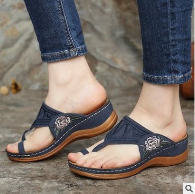 Embroidered Flower Comfort Sandals by Greta 