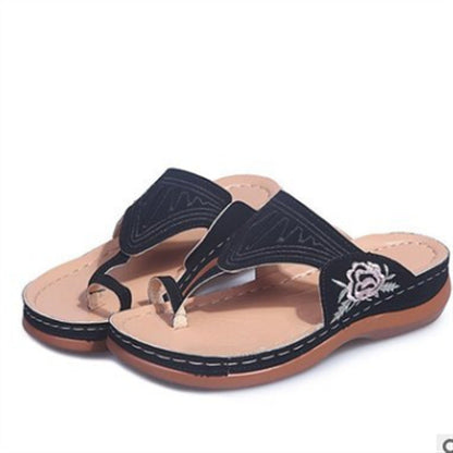 Embroidered Flower Comfort Sandals by Greta 