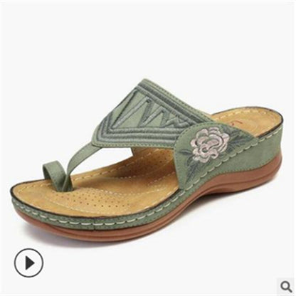 Embroidered Flower Comfort Sandals by Greta 