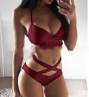 Chic Colorblock Greta  Strappy Bikini Set
