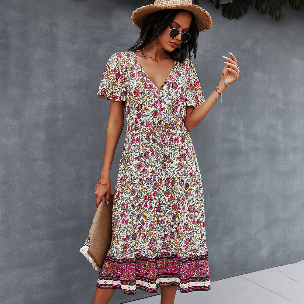 Vibrant Boho Floral Dress by Greta 