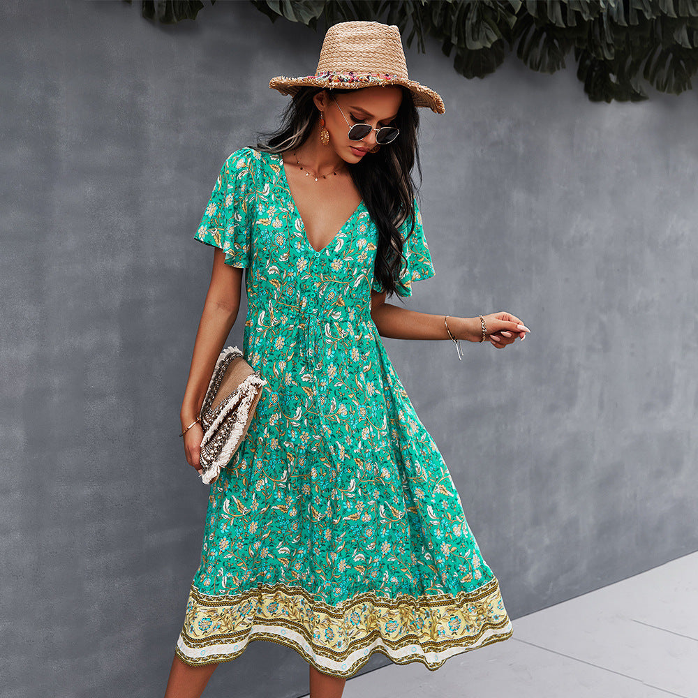 Vibrant Boho Floral Dress by Greta 