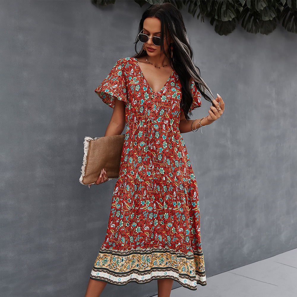 Vibrant Boho Floral Dress by Greta 