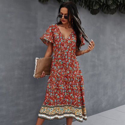 Vibrant Boho Floral Dress by Greta 