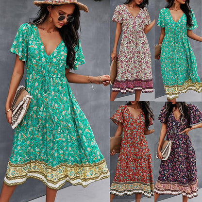 Vibrant Boho Floral Dress by Greta 