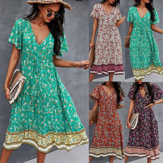 Vibrant Boho Floral Dress by Greta 