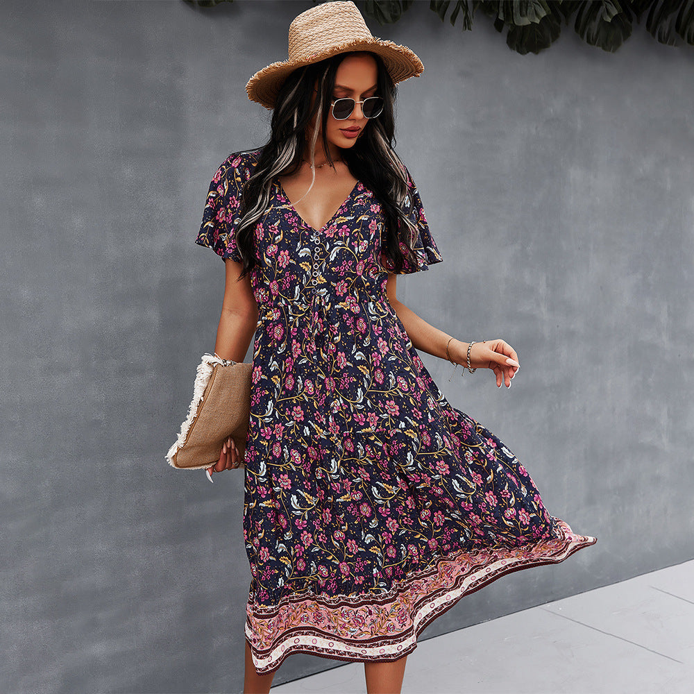 Vibrant Boho Floral Dress by Greta 