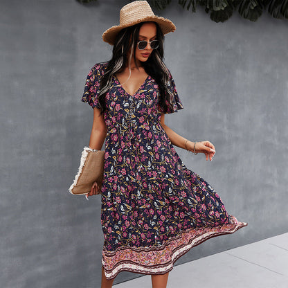 Vibrant Boho Floral Dress by Greta 