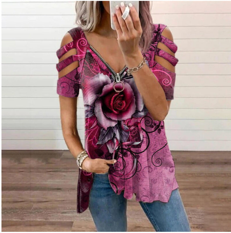 Floral Print V-Neck Top Greta 