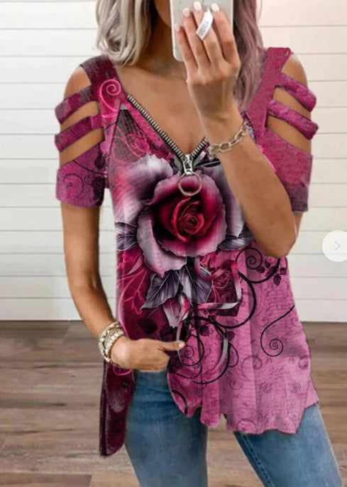Floral Print V-Neck Top Greta 