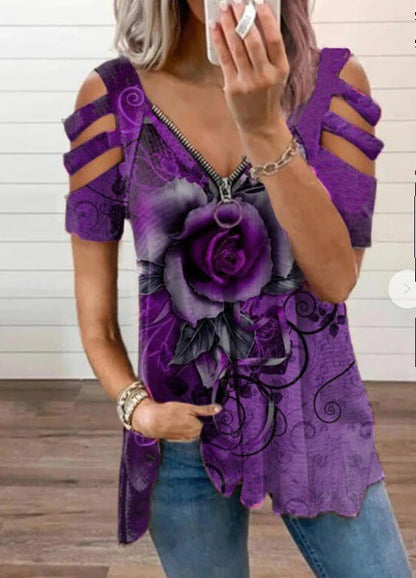Floral Print V-Neck Top Greta 