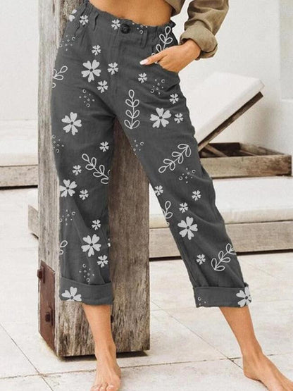 Floral Print Greta  Cropped Casual Pants