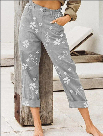 Floral Print Greta  Cropped Casual Pants
