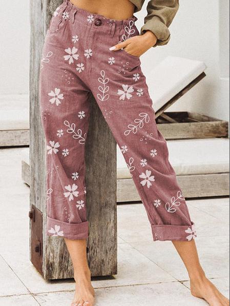 Floral Print Greta  Cropped Casual Pants
