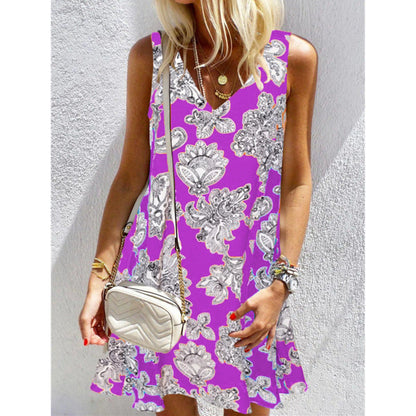 V Neck Floral Print Dress by Greta 