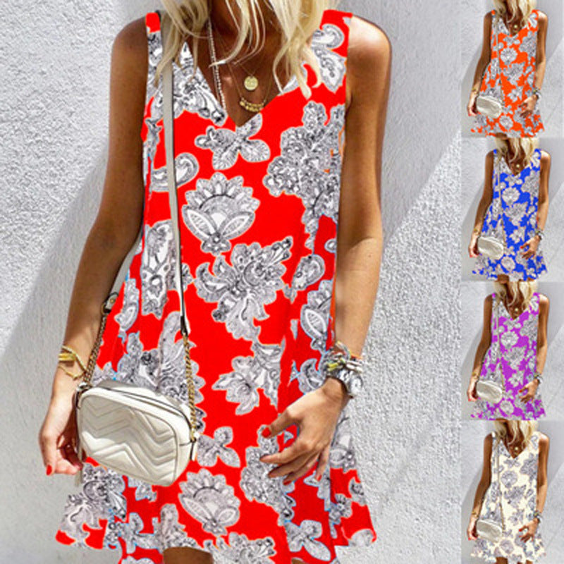 V Neck Floral Print Dress by Greta 