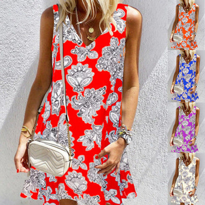 V Neck Floral Print Dress by Greta 