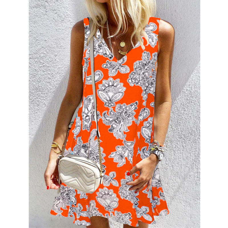 V Neck Floral Print Dress by Greta 