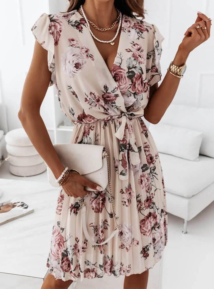 Floral Pleated Midi Dress by Greta 