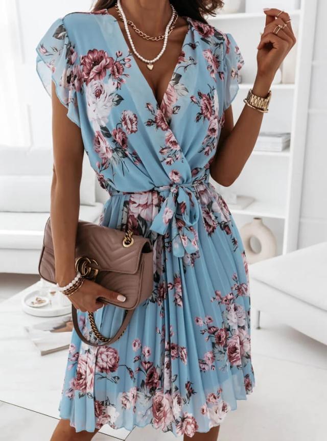 Floral Pleated Midi Dress by Greta 