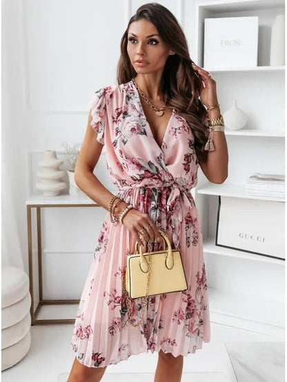 Floral Pleated Midi Dress by Greta 
