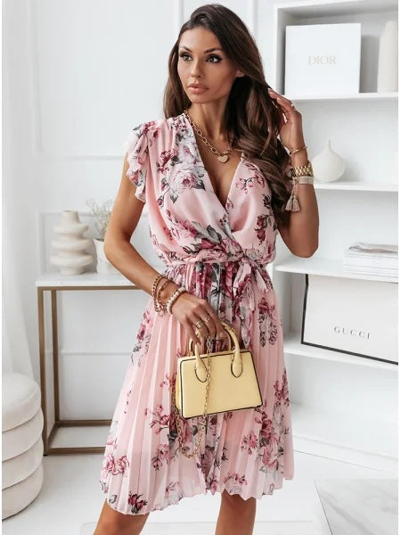 Floral Pleated Midi Dress by Greta 