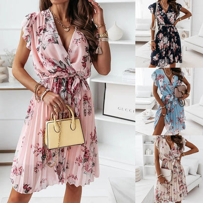 Floral Pleated Midi Dress by Greta 
