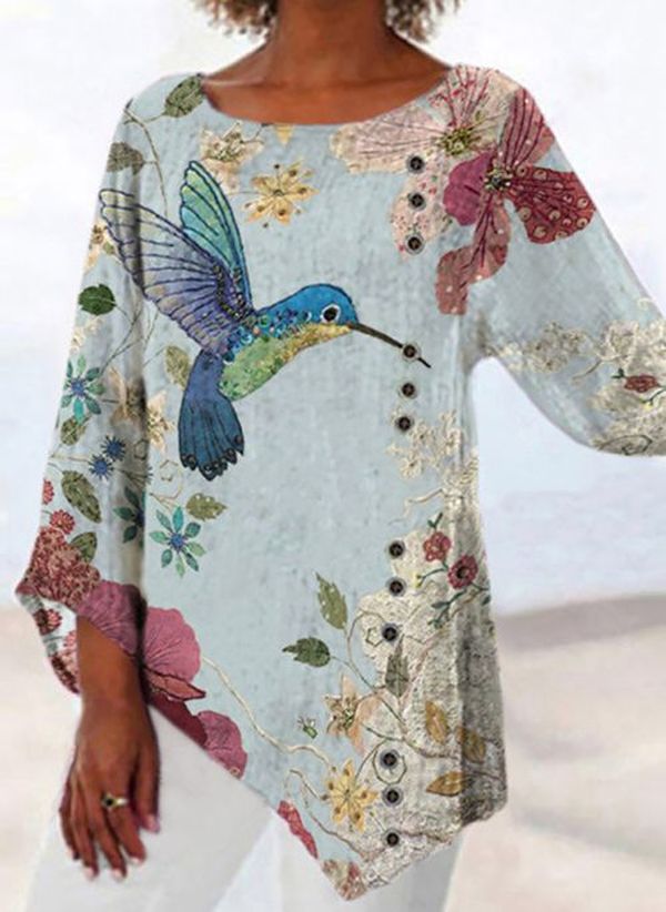 Floral Print Irregular Top by Greta 