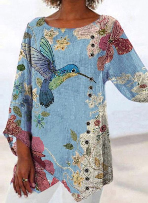 Floral Print Irregular Top by Greta 