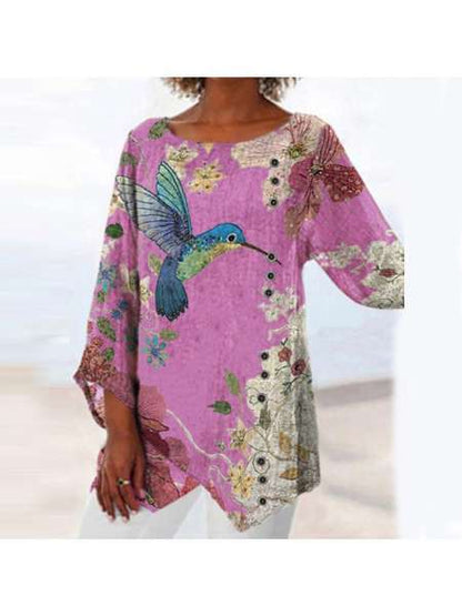 Floral Print Irregular Top by Greta 