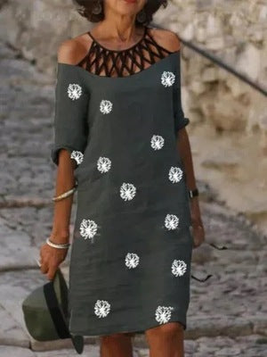Printed Mesh Collar Dress Greta 