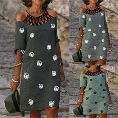 Printed Mesh Collar Dress Greta 