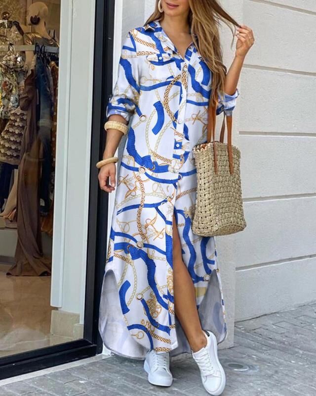 Chic Printed Long Shirt Dress Greta 