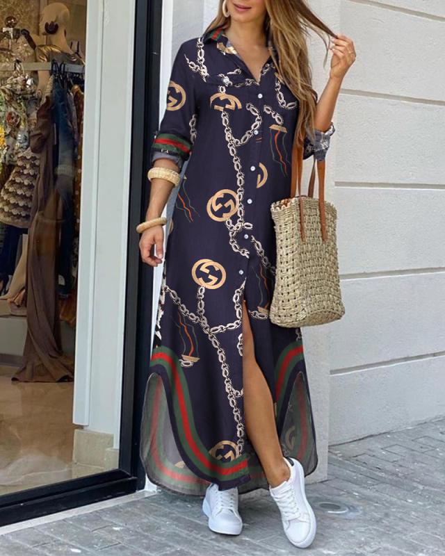 Chic Printed Long Shirt Dress Greta 