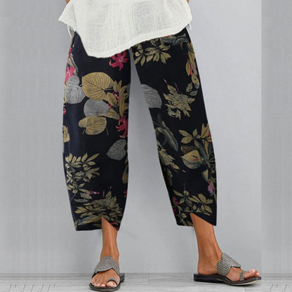 Boho Print Elastic Waist Pants by Greta 
